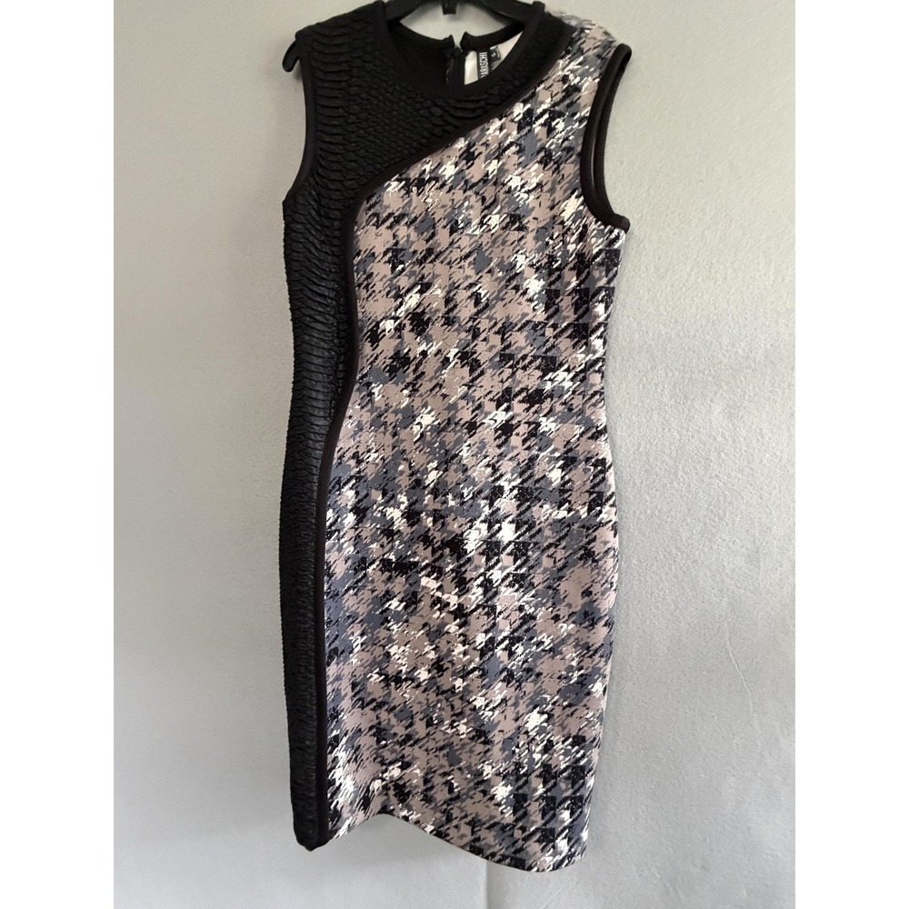 Yoana Baraschi Dress Womens 12‎ Black Houndstooth Jacquard Sheath Sleeveless